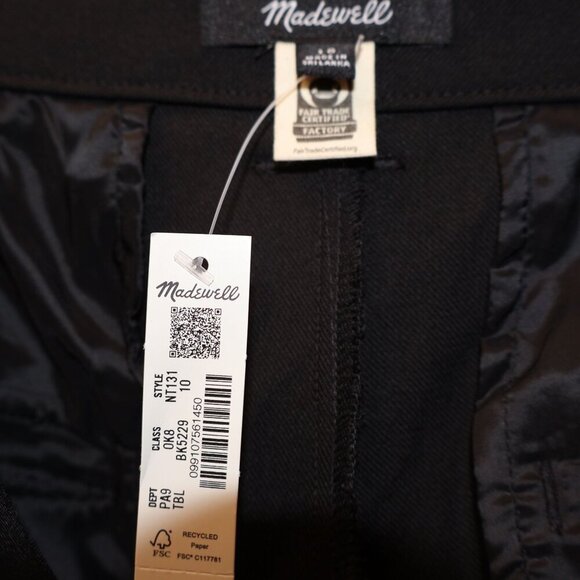 Madewell Womens Black Slim Straight Trousers Size 10 Recycled Polyester Blend - Picture 6 of 14